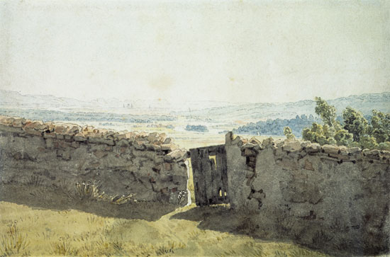 Landscape with a tumble-down wall from Caspar David Friedrich
