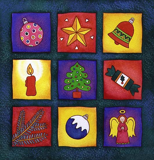 Christmas Decorations (w/c on paper)  from Cathy  Baxter