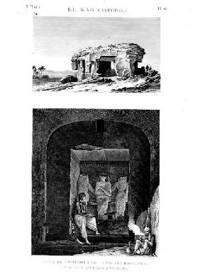 Exterior and Interiors view of the main tomb, El Kab (Elethyia) plate 67 from Vol I of `Descriptions