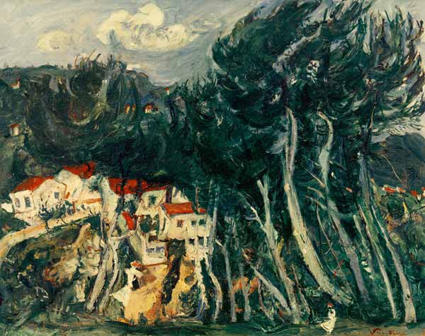 Village left, trees right from Chaim Soutine