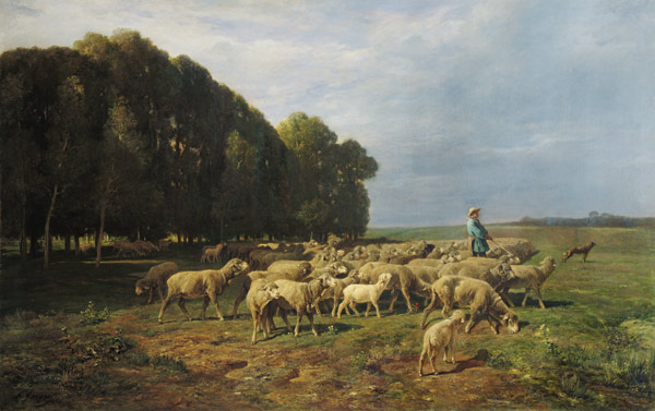 Flock of Sheep in a Landscape from Charles Emile Jacques