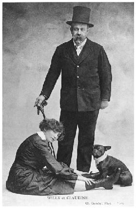 Postcard depicting Colette (1873-1954) and Willy (1859-1931) (b/w photo)