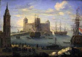 A Mediterranean port with men o' war