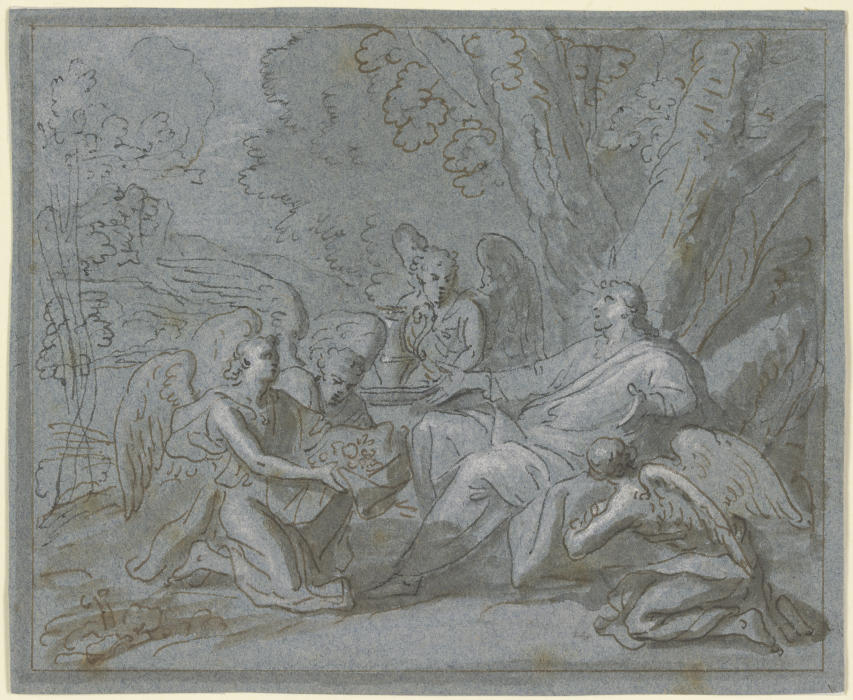 Christus von vier Engeln bedient from Charles Le Brun