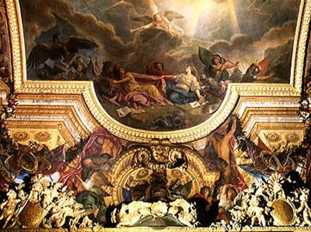 The Strategy of the Spanish Ruined by the Taking of Ghent, ceiling painting from the Galerie des Gla from Charles Le Brun