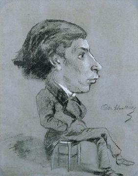Portrait-charge, c. 1858 (black and white chalk)