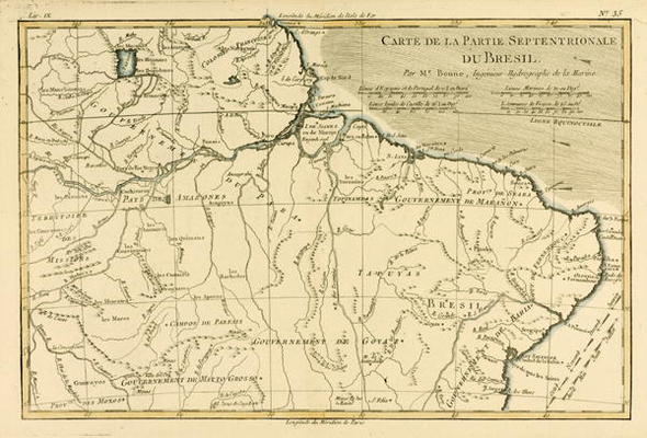 Northern Brazil, from 'Atlas de Toutes les Parties Connues du Globe Terrestre' by Guillaume Raynal ( from Charles Marie Rigobert Bonne