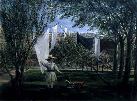 A Garden Scene, with a boy, the artist's son George Dunlop Leslie from Charles Robert Leslie