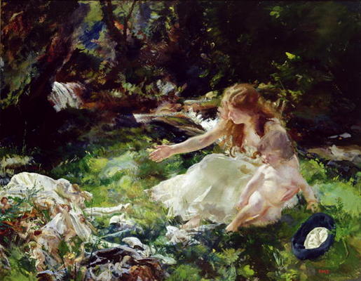 '...and the fairies ran away with their clothes' (oil on canvas) from Charles Sims