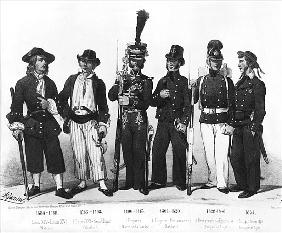 Costumes of French marines from 1680 to 1854