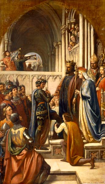 Edward III (1312-77): conferring the Order of the Garter on Edward the Black Prince (1330-76) from Charles West Cope