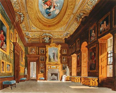 Queen Caroline's Drawing Room, Kensington Palace, from 'The History of the the Royal Residences', en from Charles Wild
