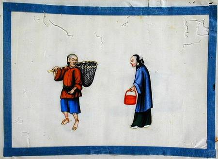 Noblewoman and a peasant fisherman from Chinese School