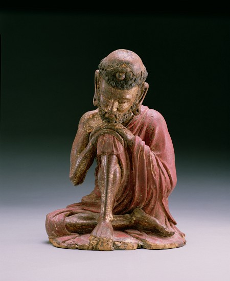 Red lacquer figure of Sakyamuni, the founder of the Buddhist faith, emerging from the mountains, Yan from Chinese School