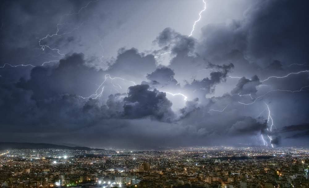 Lightning over Athens from Chris Kaddas