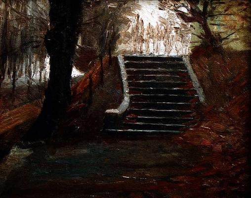 The steps at the Frederiksberg Gardens, Copenhagen (oil on canvas) from Christian Clausen