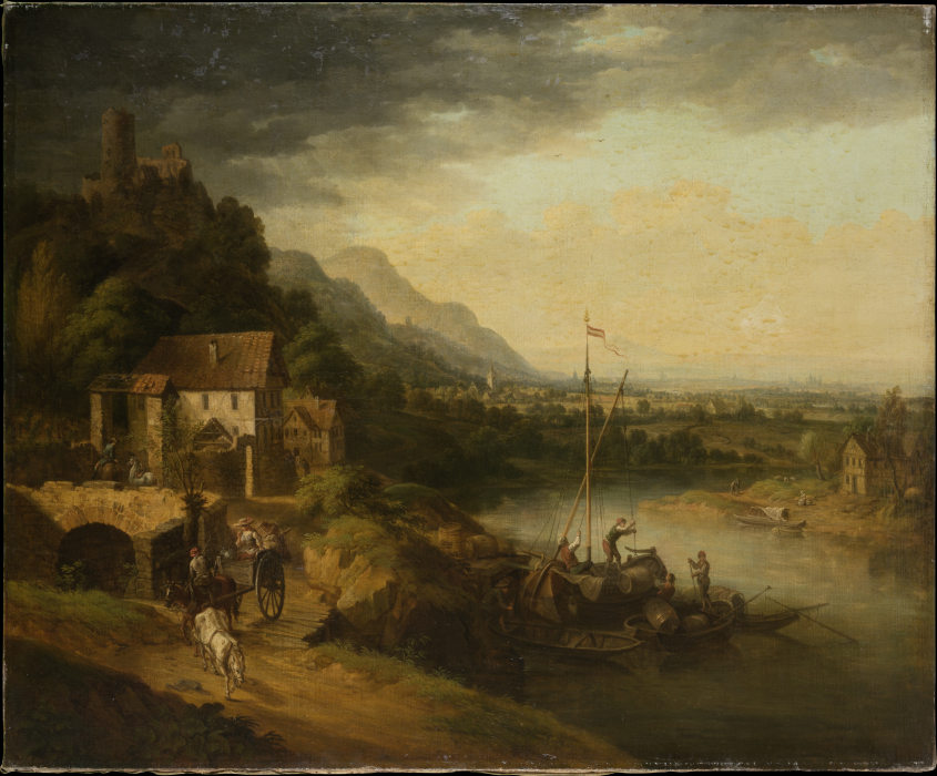 River Landscape with Barge from Christian Georg Schütz d. Ä.
