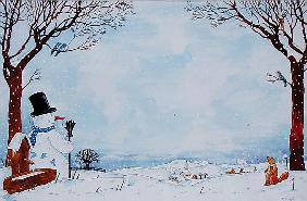 Snowman Under the Tree, 1993 (w/c on paper) 