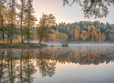 Calm autumn lake