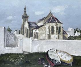 Treboul Church, Brittany, 1930 (oil on board)