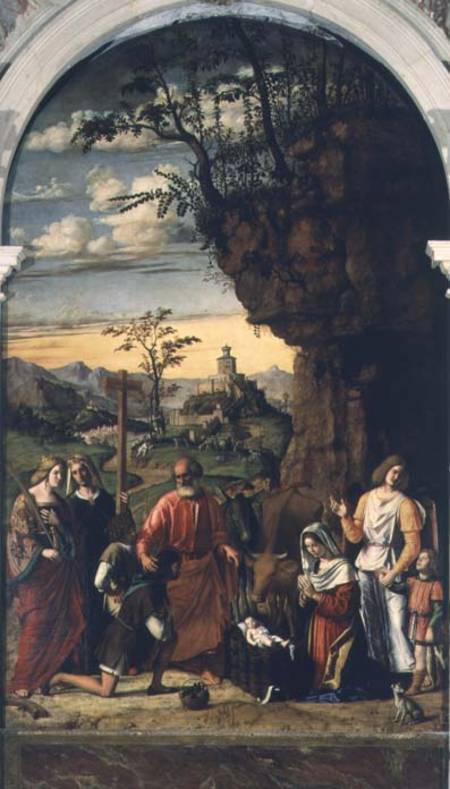 Nativity with Saints Helena, Catherine and Tobias the Angel from Giovanni Battista Cima da Conegliano