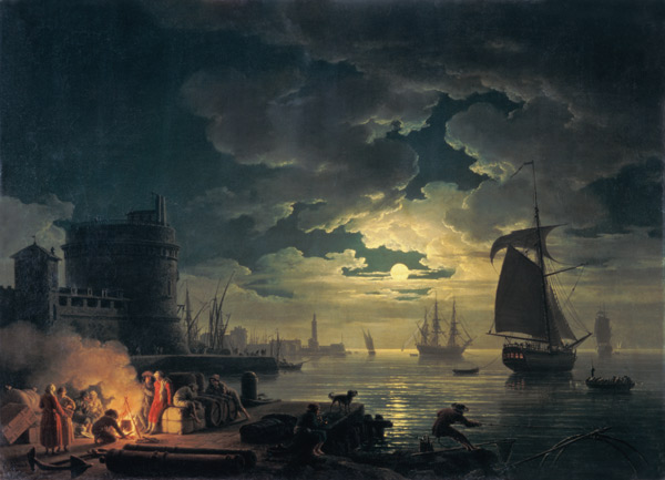 The Port of Palermo in the Moonlight from Claude Joseph Vernet