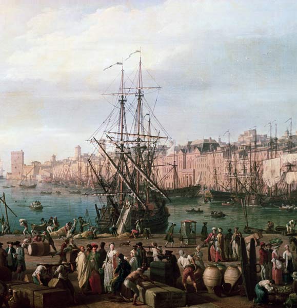 Morning View of the Inner Port of Marseille and the Pavilion of the Horloge du Parc, 1754 (detail of from Claude Joseph Vernet