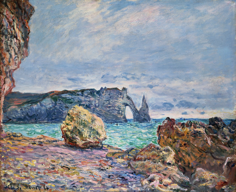 Etretat, beach and Falaise d ' Aval from Claude Monet
