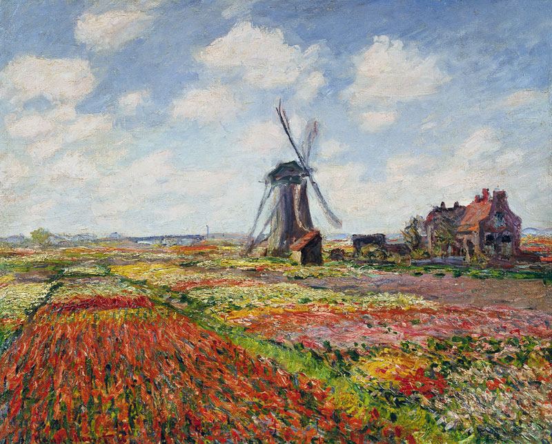Tulip Fields with the Rijnsburg Windmill from Claude Monet