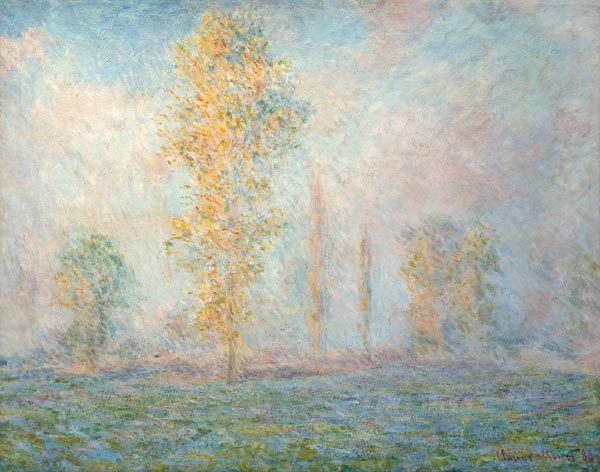 Meadow landscape with bucking at Giverny in the morning light. from Claude Monet
