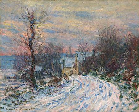 Ortseingang von Giverny im Winter