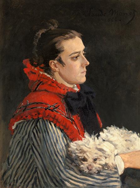 Camille Monet with dog.