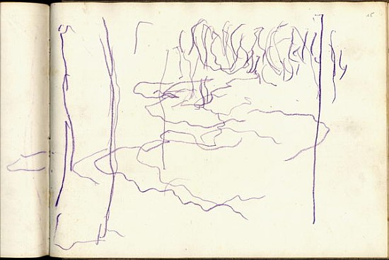 Weeping Willow (purple pencil on paper) from Claude Monet