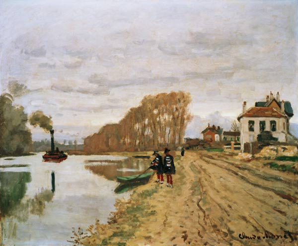 Two Voltigeure at the walk on a river shore from Claude Monet
