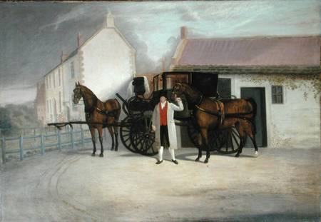 A Groom Holding a Carriage Team from Clifton Tomson
