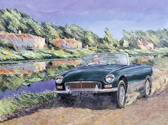 MGB by a French Canal (oil on canvas)  from Clive  Metcalfe