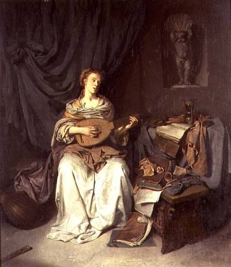 Girl Singing and Playing a Lute from Cornelis Bega
