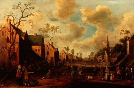 Peasants Merrymaking in a Village Street from Cornelius Droochsloot