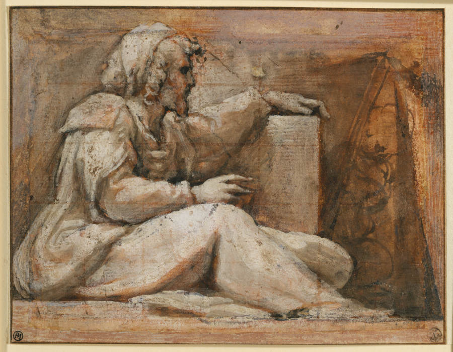 Seated Prophet with Book, facing right from Correggio