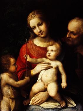 The Virgin and Child surrounded St John the Baptist and St Joseph