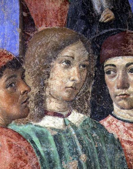 The Procession of the Bishop in Front of the Church of S. Ambrogio detail of Poliziano (1454-94) Pic from Cosimo Rosselli