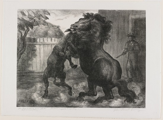 Stallion and Jack Fighting from John Steuart Curry
