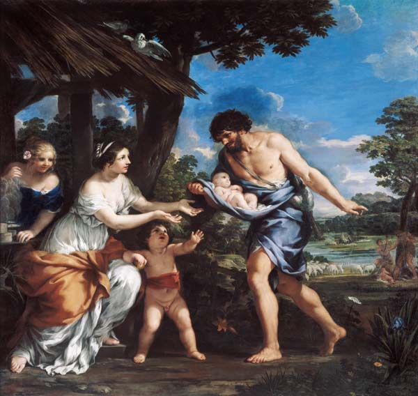 Faustulus entrusting Romulus and Remus to his wife Acca Larentia from Pietro  da Cortona,