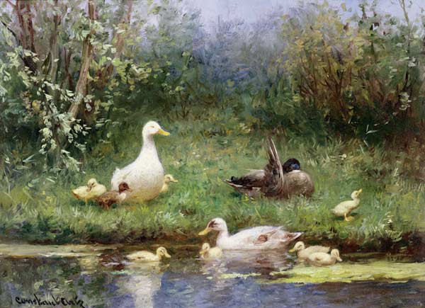 Ducks on a riverbank from David Adolph Constant Artz