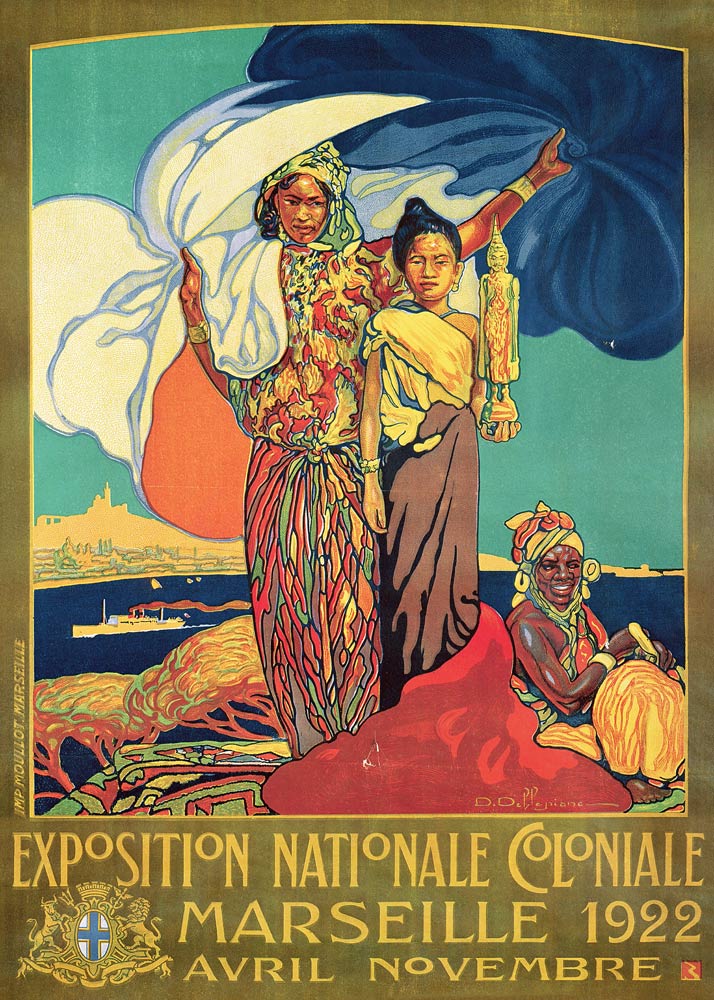 Poster advertising the 'Exposition Nationale Coloniale', Marseille from David Dellepiane