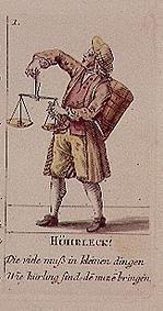 Dealer (Hührleck) with scales end Basslerische Ausruffbilder