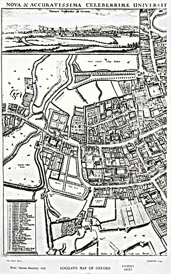 Loggan''s map of Oxford, Eastern Sheet, from ''Oxonia Illustrated'', published 1675 from David Loggan