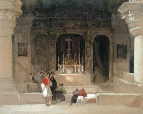 Chapel of St. Helena, Holy Sepulchre, Jerusalem, from 'The Holy Land', 1842-49 (w/c