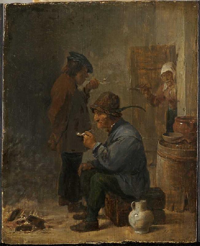 Zwei rauchende Bauern am Kohlenfeuer. from David Teniers