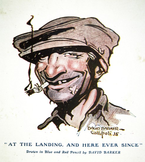 At the landing, and here ever since - Gallipoli Campaign of 1915, cartoon from The Anzac Book from David C. Barker